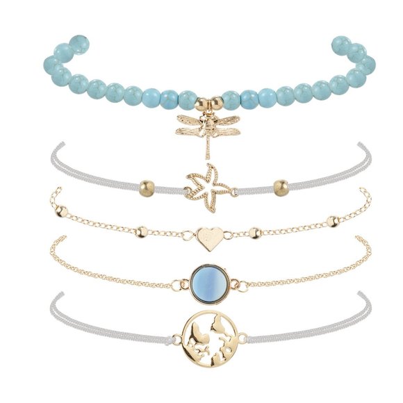 Dragonfly Starfish Bracelet Set of 5 - Picture 6 of 6